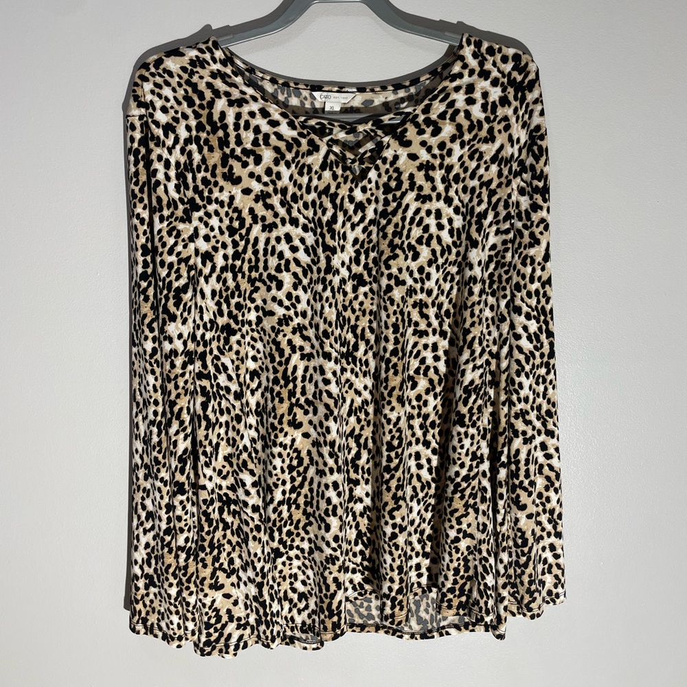 Cato animal print long sleeve blouse size XL